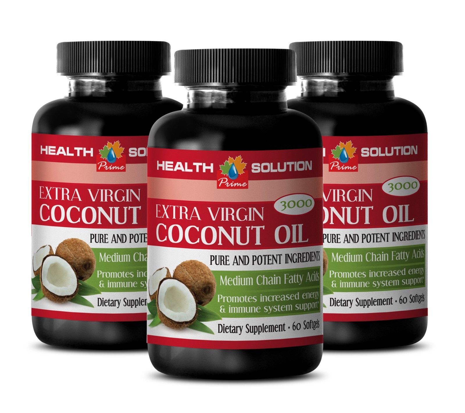 Coconut Pills – EXTRA VIRGIN COCONUT OIL 3000MG – Excellent Antioxidants – 3Bot