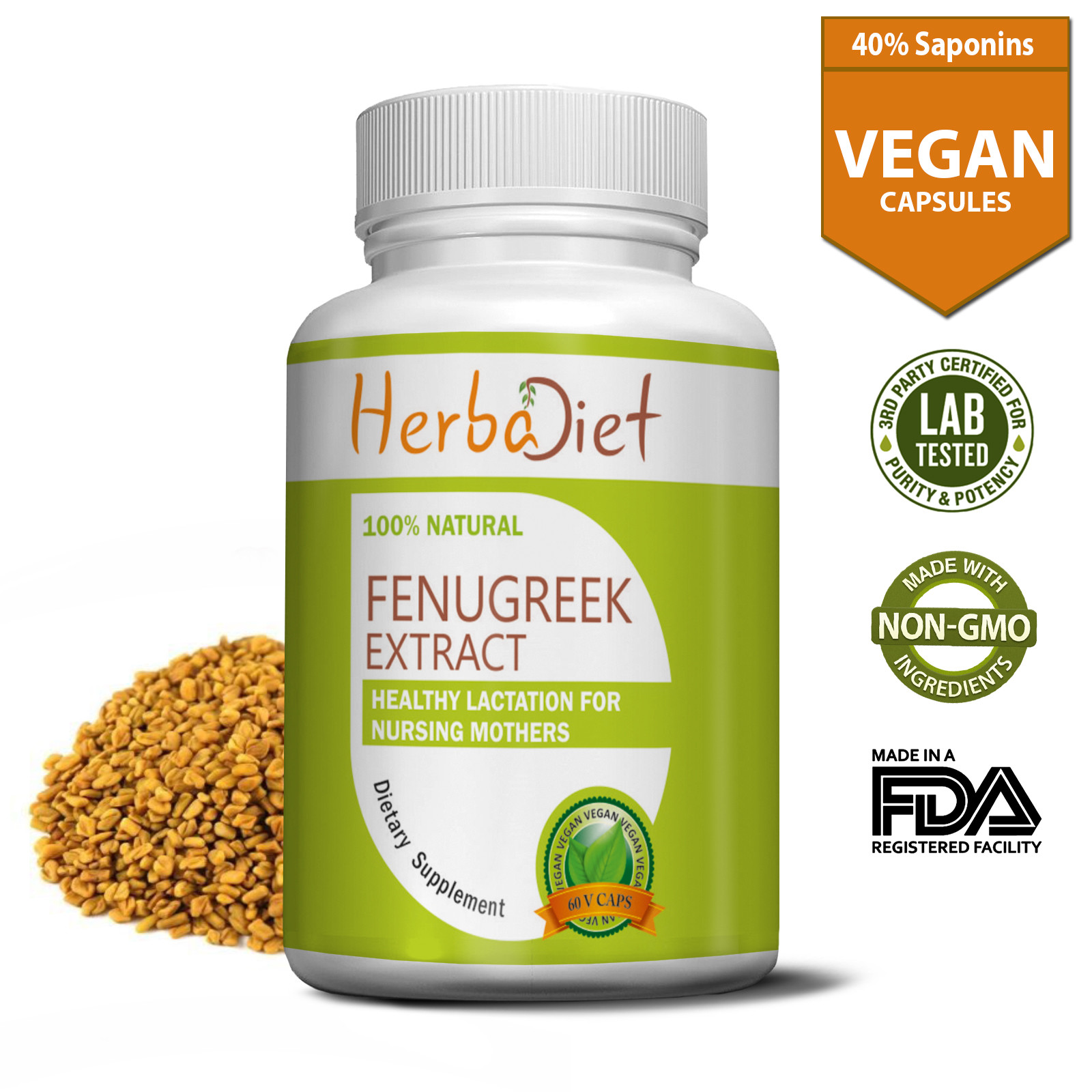 Fenugreek Seed Extract 40% Veg Capsules 500mg Female Hormone Boost