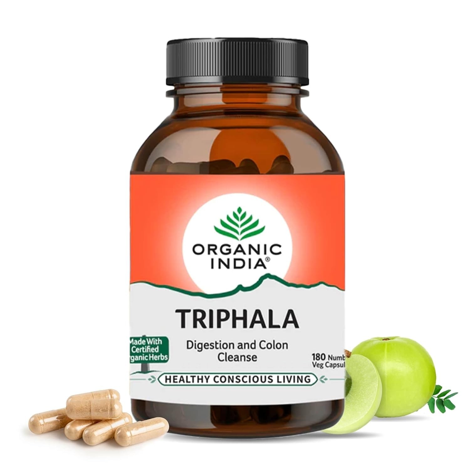 ORGANIC INDIA Triphala 60 Veg Capsules for Gas, Indigestion & Detox Support