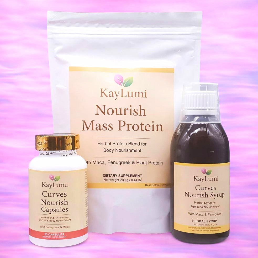 KayLumi Herbal Blend: Mass Protein 200g + Curves Nourish Caps 60 + Syrup 1000ml