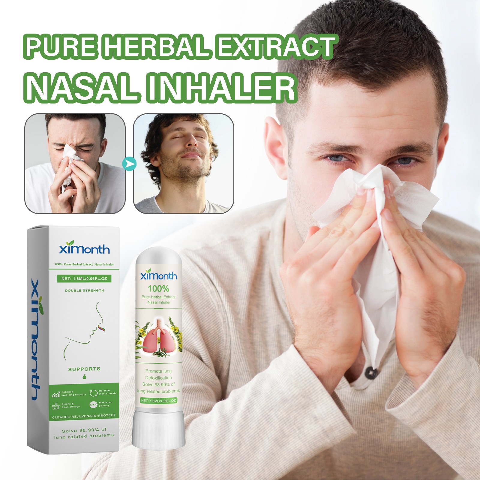 Nasal Inhaler for Sinus Relief, Immune Support & Nasal Health, 1.8ml