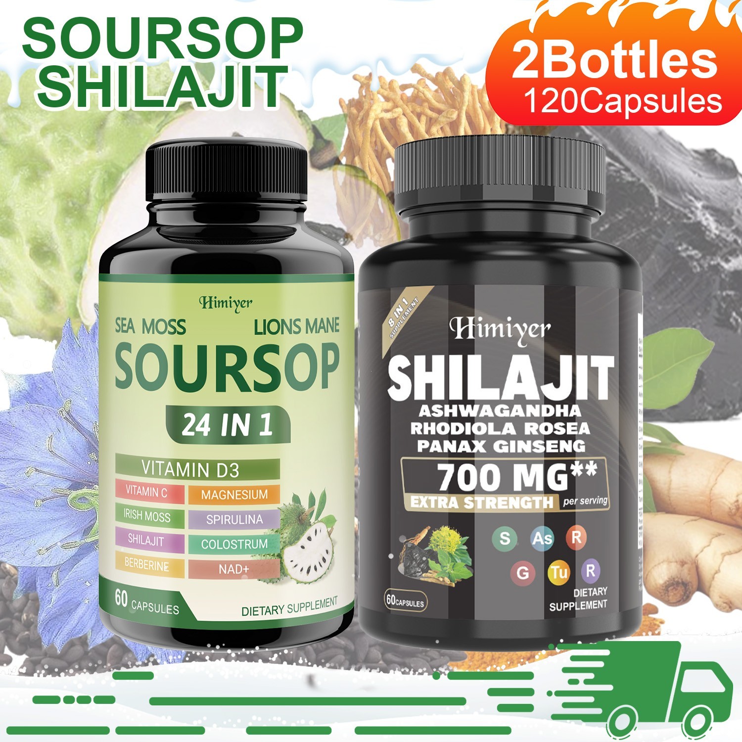 Himiyer 2-Bottle Combo: Soursop Sea Moss & Shilajit Ashwagandha