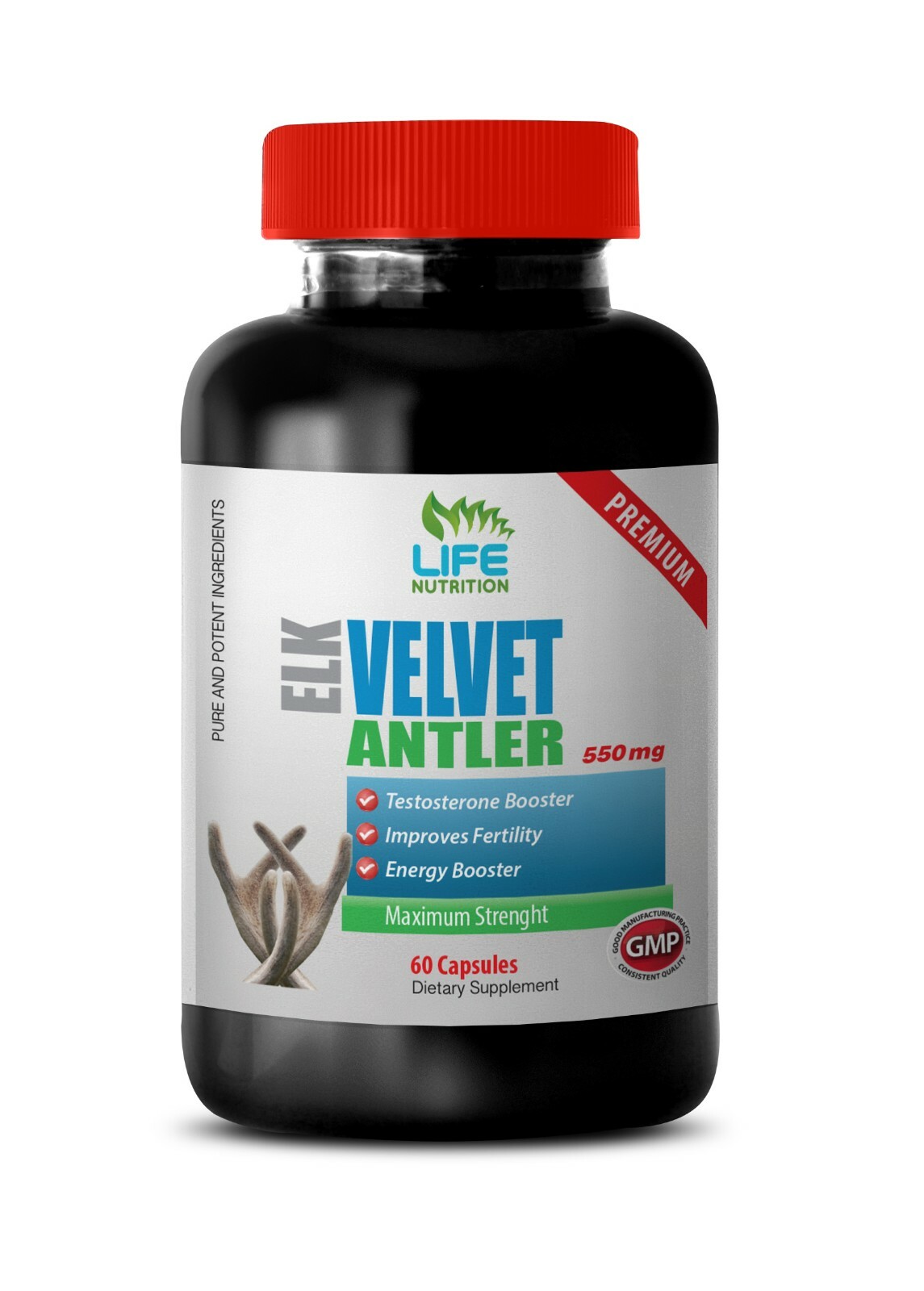 Deer Antler – ELK VELVET ANTLER Extract 550mg Nettle Root Pure Ingredients 1B