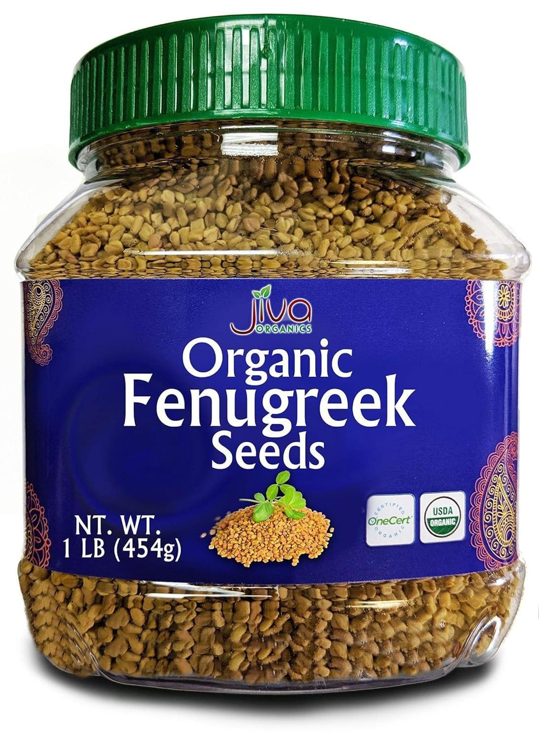 Jiva Organics Organic Fenugreek Seeds Whole 1 Pound Jar – Methi Seed for Cooking