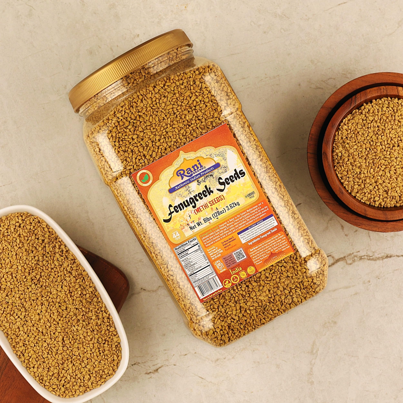 Rani Fenugreek (Methi) Seeds Whole 8lbs (128oz) 3.62kg Bulk PET Jar