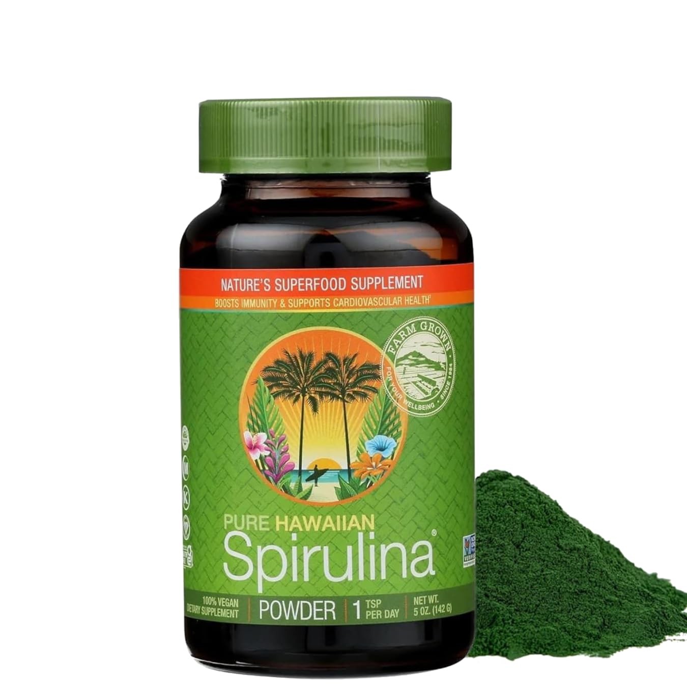 Pure Hawaiian Spirulina Herbal Supplement 5 Ounce Powder Vegan Gluten Free