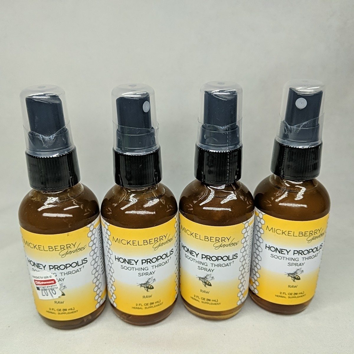 Mickelberry Gardens Honey Propolis Throat Spray 2oz Raw Honey Herbal Blend 4 pk