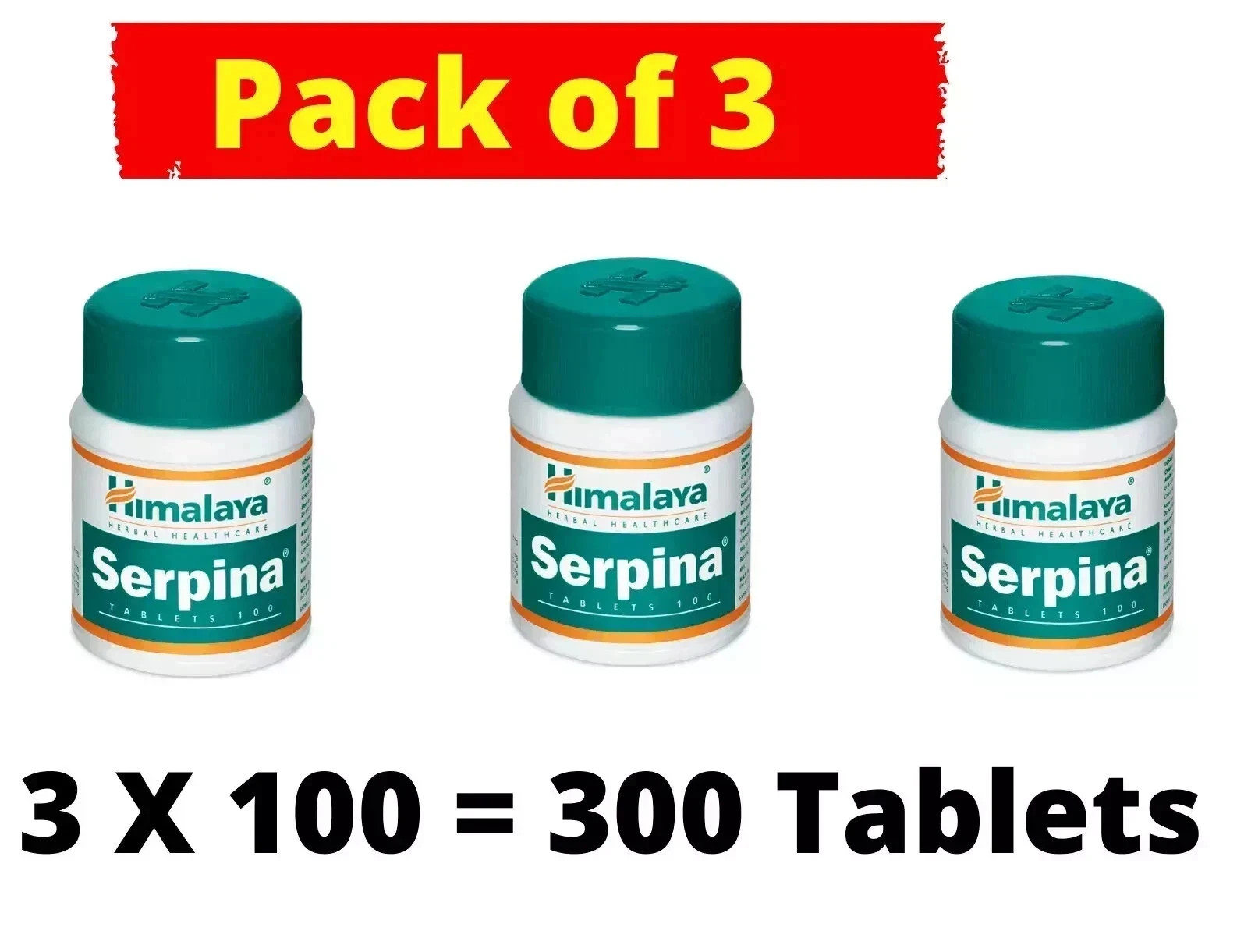 3X Himalaya Serpina Herbal Tablets 100 Count Each Ayurvedic Wellness Supplement
