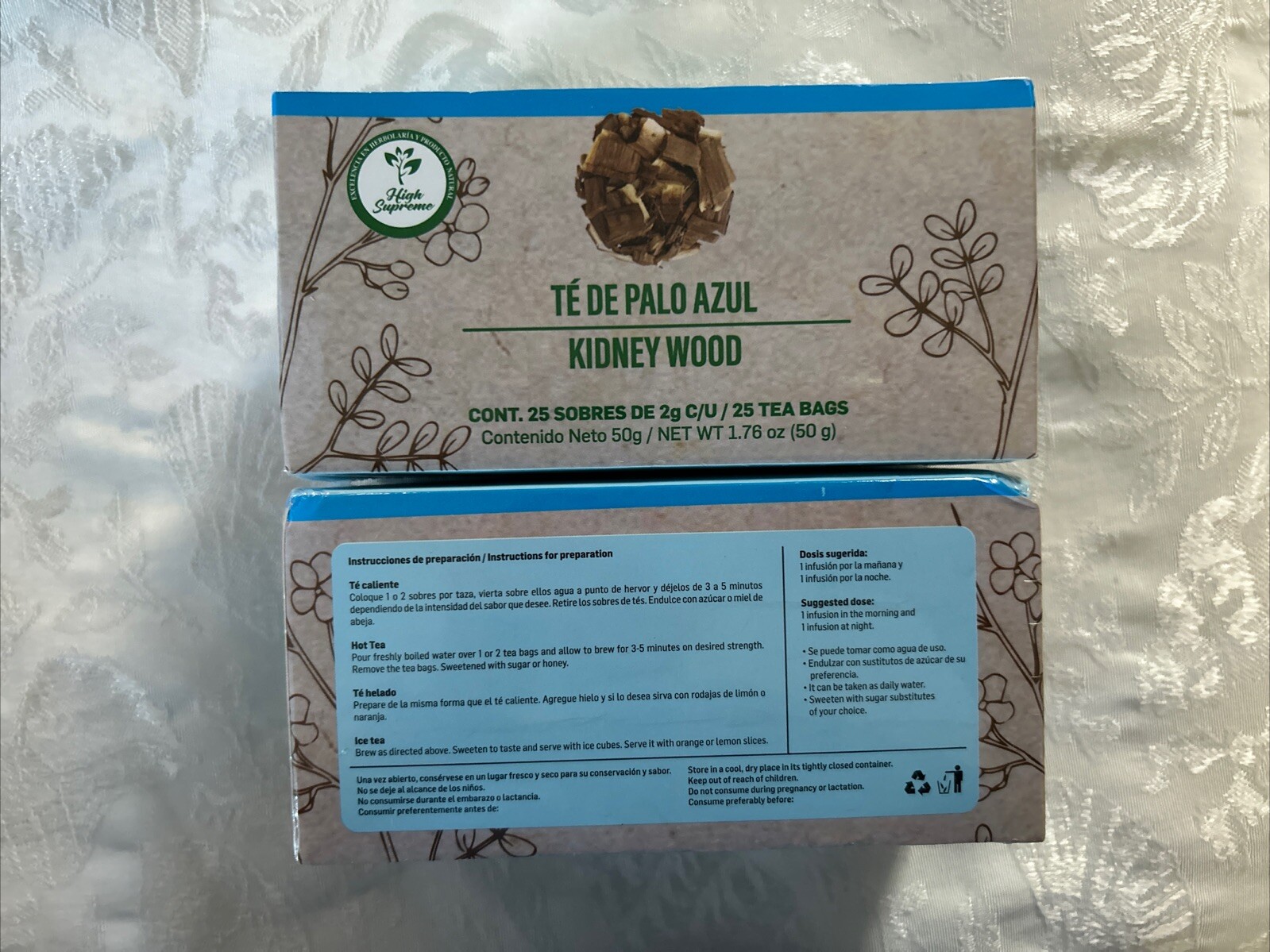 Te Palo Azul/Kidney Wood 25 per box, 50 Tea Bags Total { 2 Boxes} High Supreme