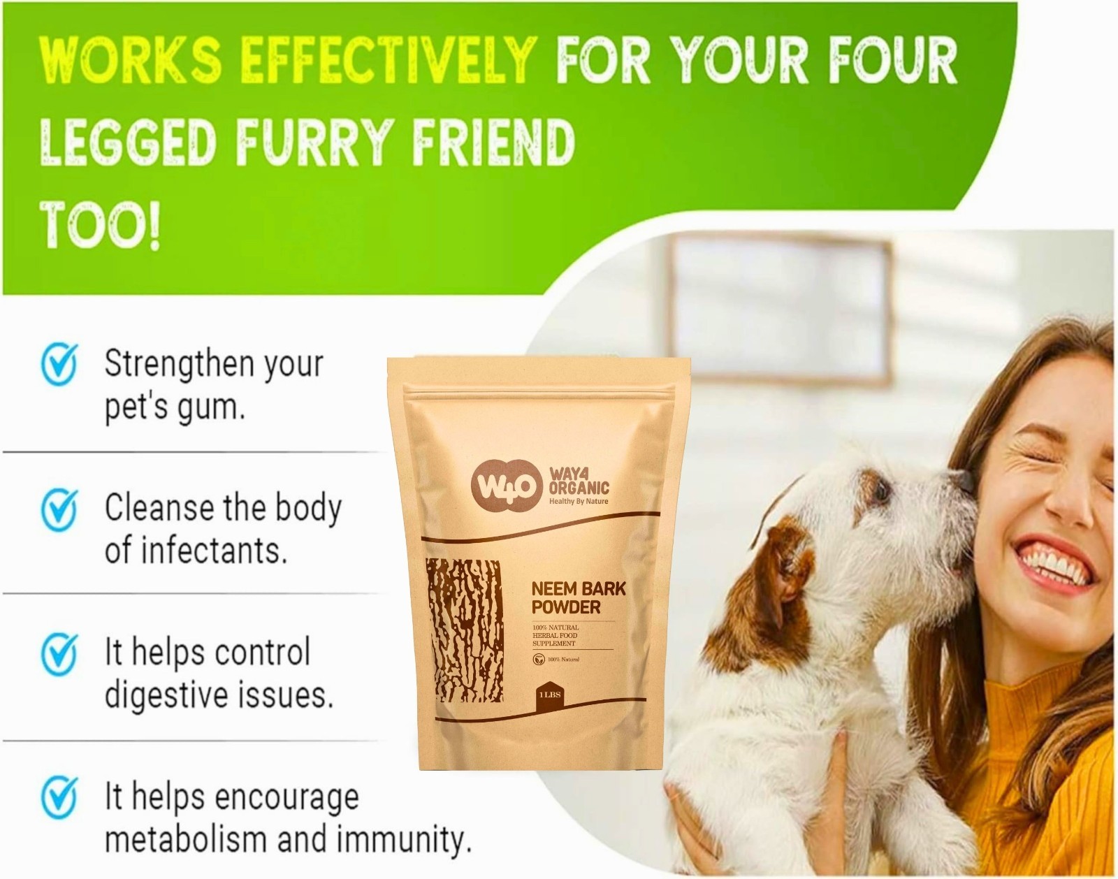 Neem Bark Powder 16 Oz (1 lb) – Dental and Digestion Support – Tooth Powder