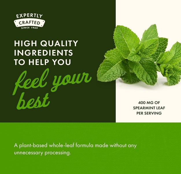 Swanson Spearmint Leaf (Mentha Spicata) Full Spectrum Herbal Supplement 60ct NEW