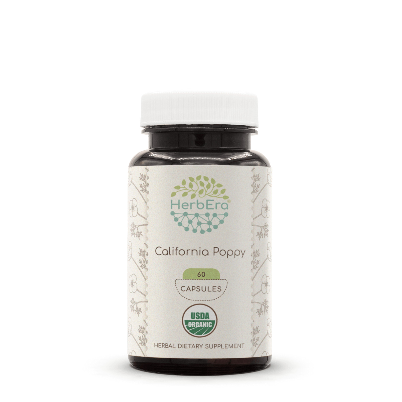 HerbEra California Poppy 60/120 Capsules, 400 mg, (Eschscholzia Californica)