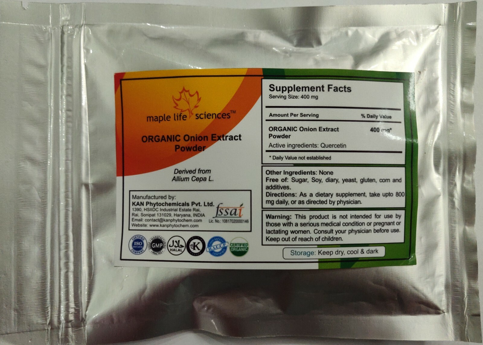ORGANIC Onion Extract Powder Quercetin Pure & High Quality