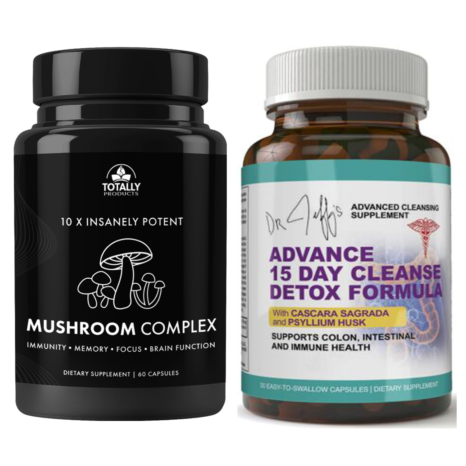 Mushroom Complex Immune Support & 15 Day Colon Intestinal Supplement 30 Capsules