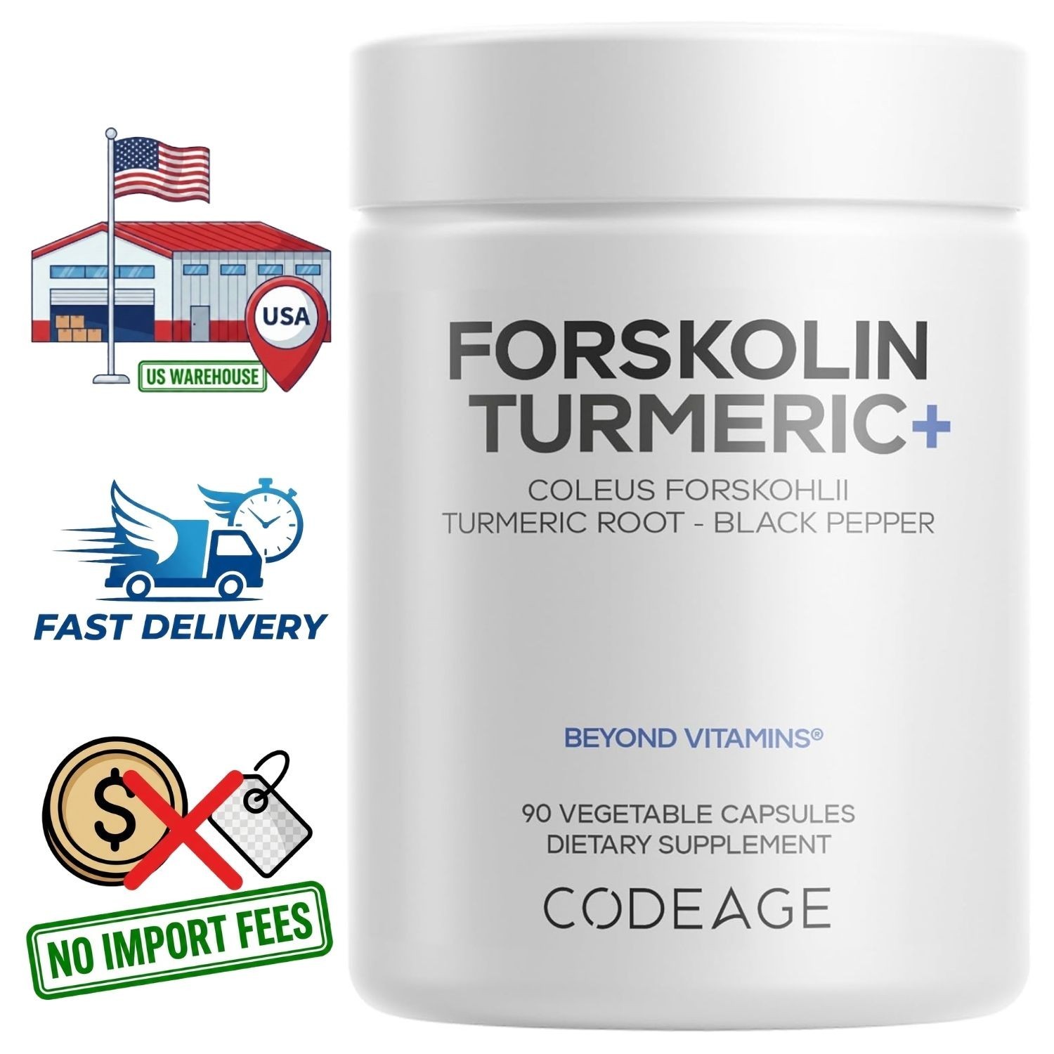 Coleus Forskohlii with Forskolin + Turmeric & Black Pepper Extract, 90 Capsules