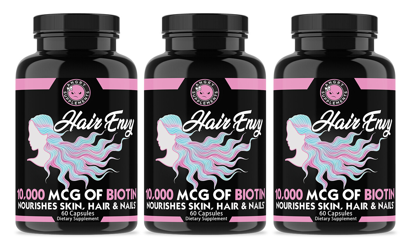 Hair Enhancer Hair Envy 10,000mcg of Biotin and Keratin Nourish Hair, 3 pack