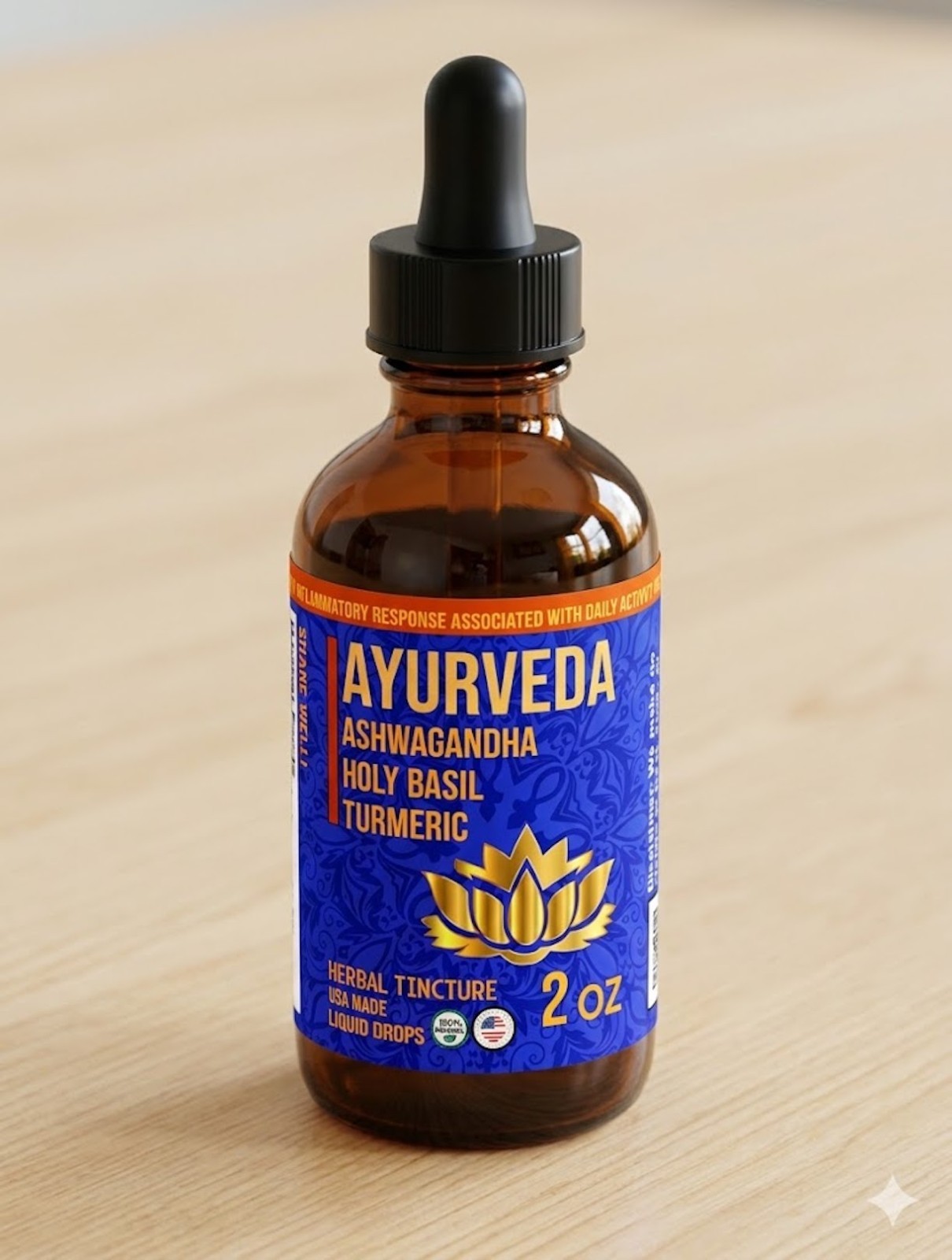 Ayurveda Synergy Tincture 1:3 Potency – Ashwagandha, Holy Basil & Turmeric USA