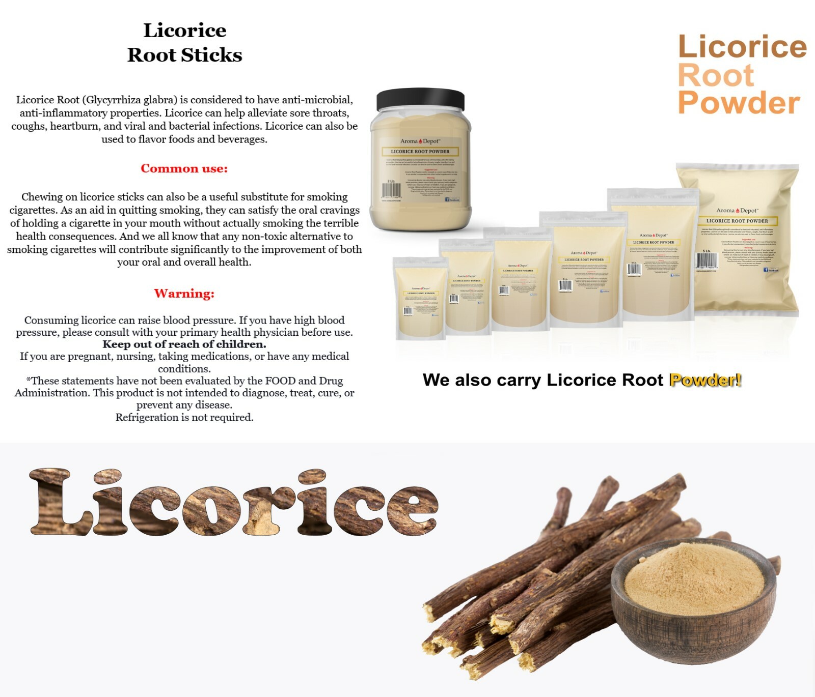 1lb Licorice Root Powder Raw Glycyrrhiza glabra 100% Premium Mulethi (Liquorice)