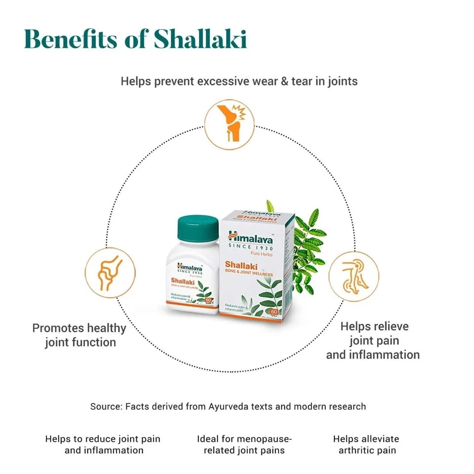 Himalaya Shallaki Tablets Herbal Joint Wellness 180 Tabs Exp 12-2027