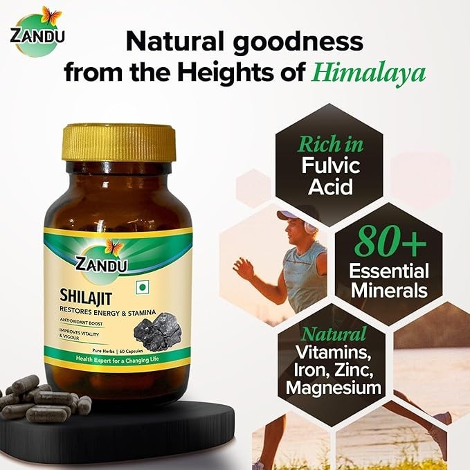Zandu Shilajeet Capsules 60 Caps Infused with Goodness of Natural Shilajeet