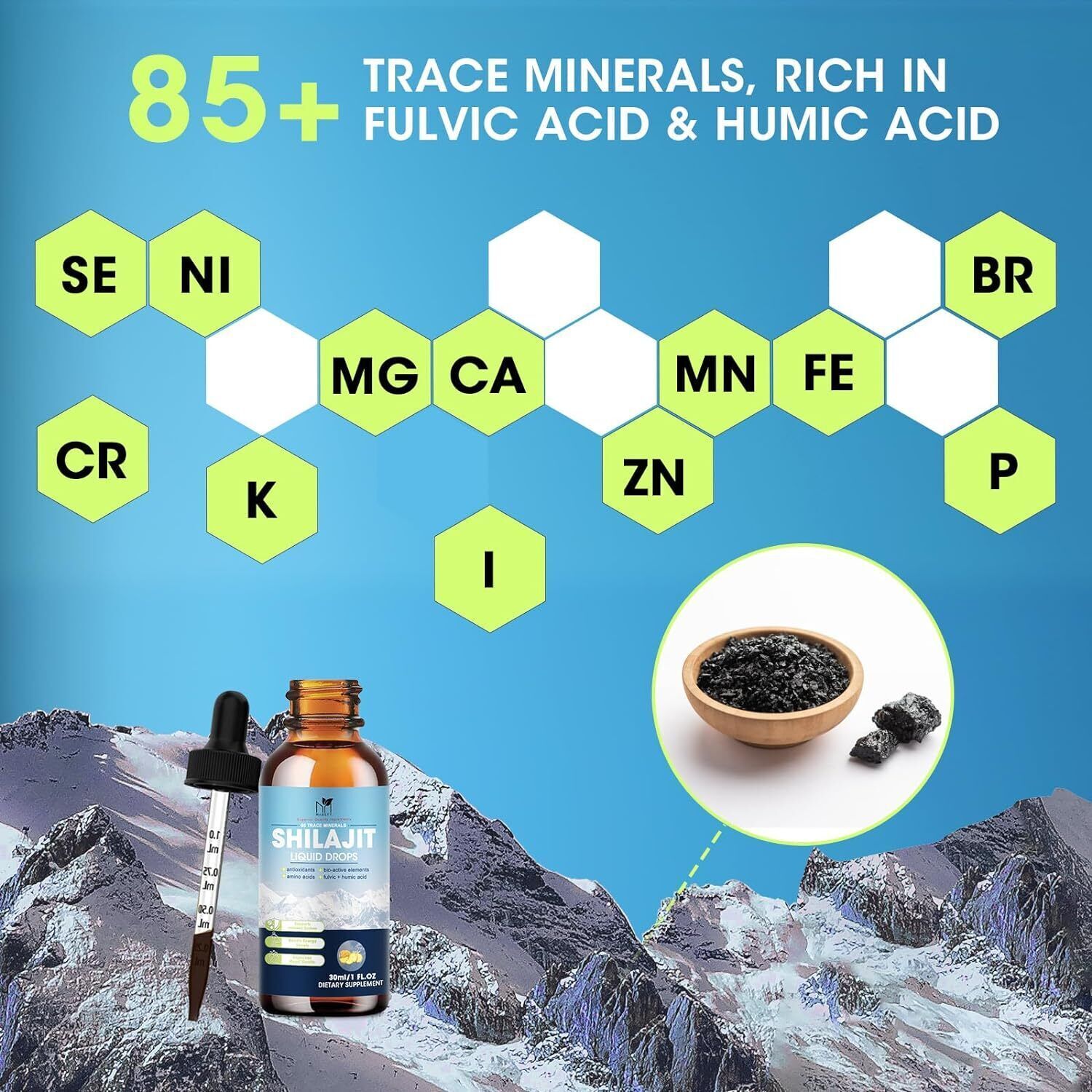 2 Packs * 30ML Organic Himalayan Shilajit Pure Extremely Potent, Fulvic Acid