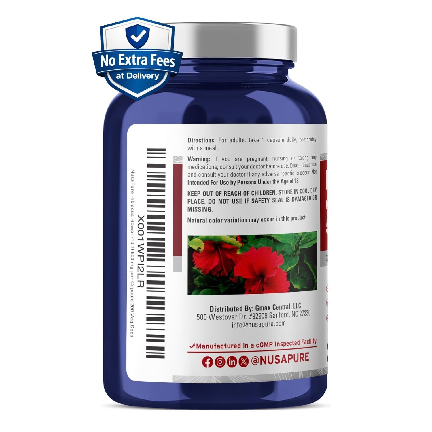 Hibiscus Flower Extract 10:1 500mg 200 Capsules (200 Servings) Non-GMO, Vegan