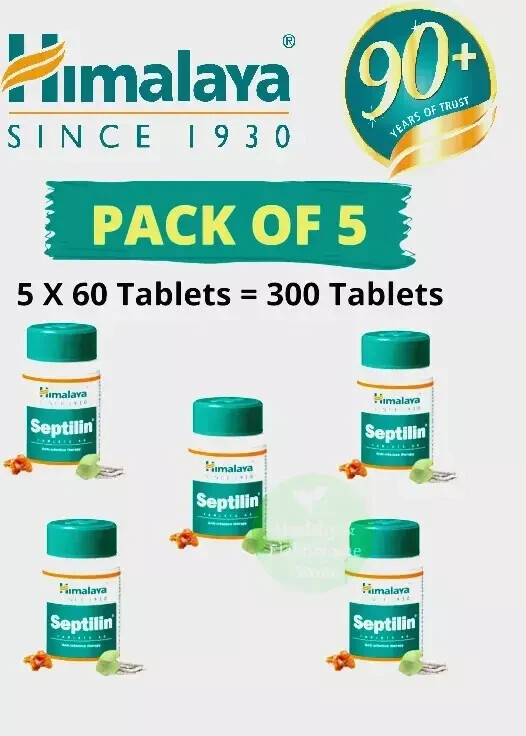 5 X Himalaya Septilin 300 Tablets, Pure Herbal Exp March 2027