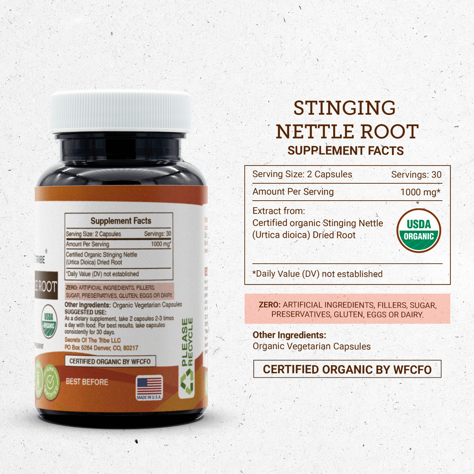 Secrets Of The Tribe Stinging Nettle Root Capsules, 500 mg