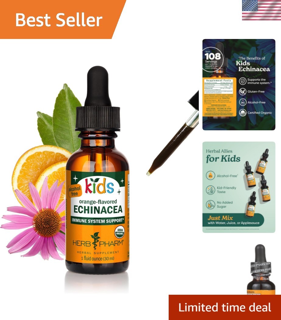 1 Fl Oz Kids Echinacea Glycerite – Alcohol-Free & Plant-Based Immune Booster