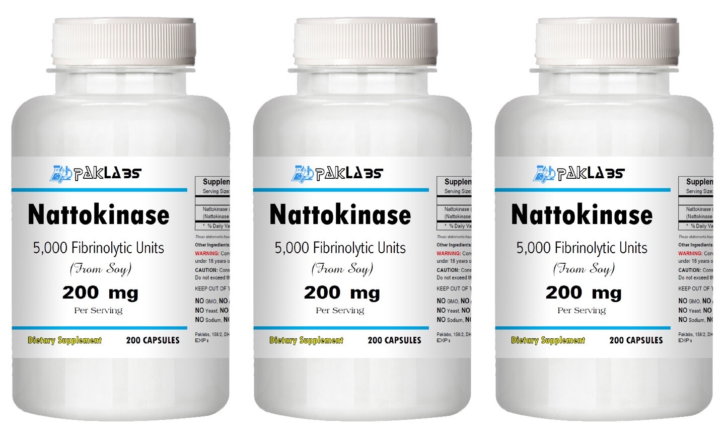 Nattokinase 200mg 5000 FU/g (Fibrinolytic Units) 600 Capsules 3x SEALED Bottle