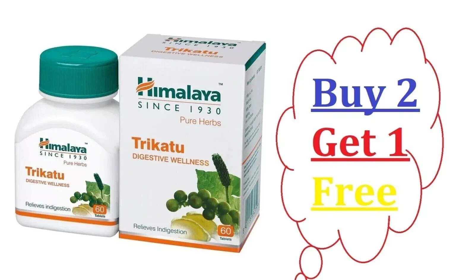 Himalaya Trikatu – 1 Box (60 Tablets) | Buy 2 Get 1 Free | Digestive Support