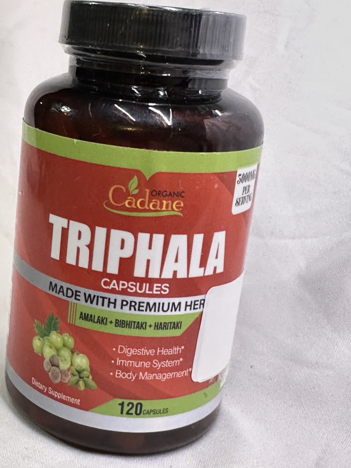 Organic Cadane Triphala – 120 Caps – For Digestive & Immune Support – EX 12/27