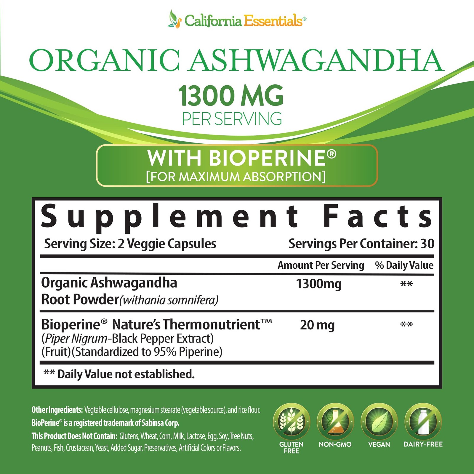 Best Ashwagandha Organic Caps Anxiety Stress support Relief Calm Focus Boost