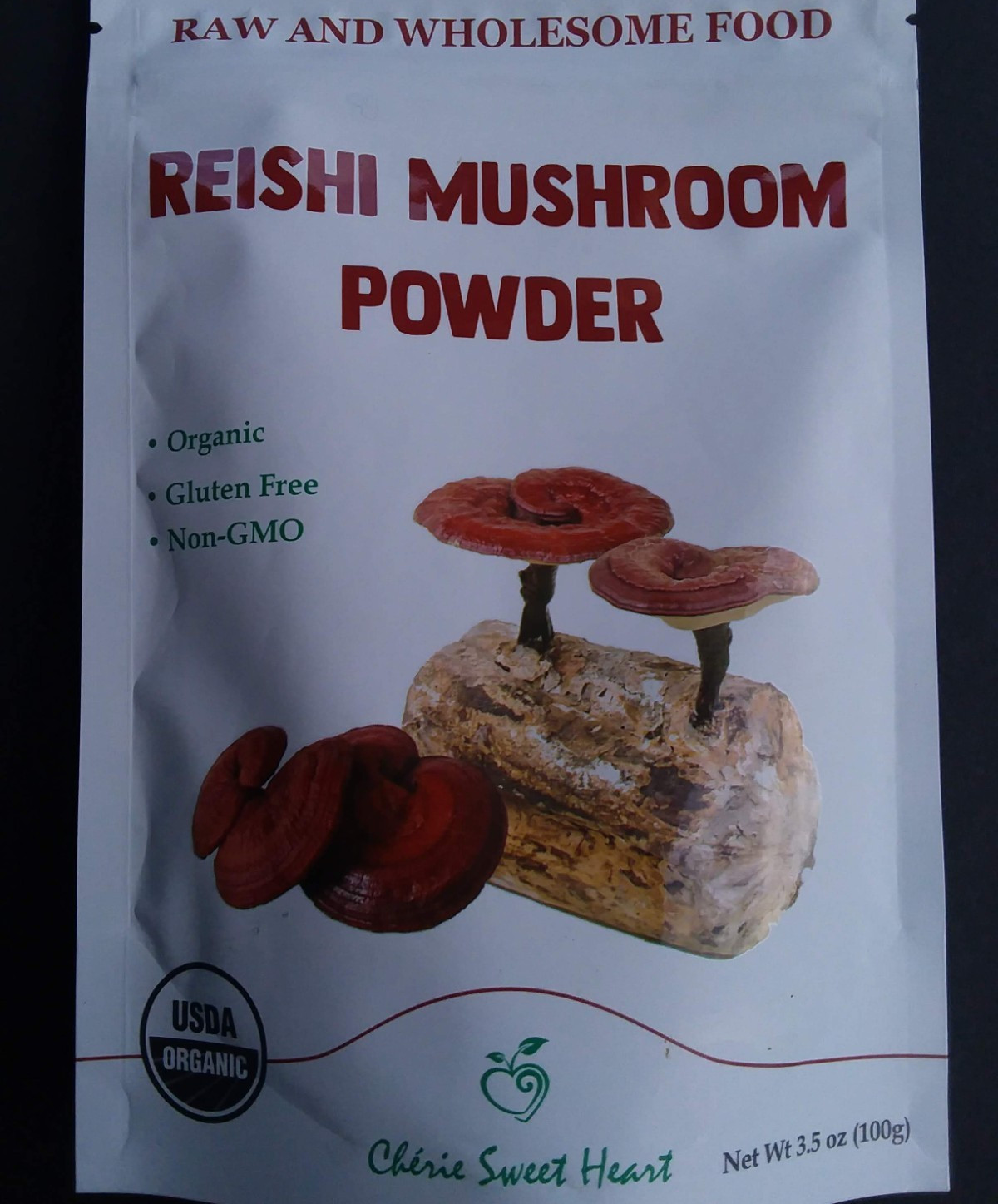 Organic Reishi Mushroom Extract Powder Immunity Vitamin 3.5oz 100GM Exp 11-15-26