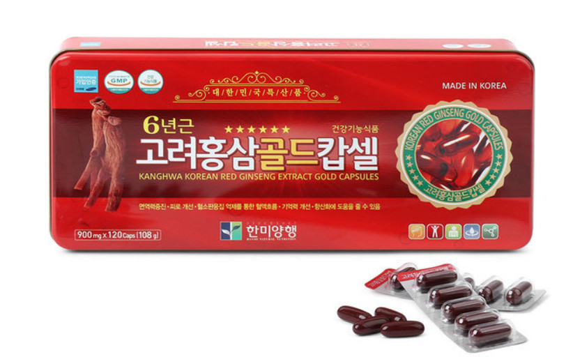 Korean Red Ginseng Extract Gold Capsules 900mg x120caps(108g) Saponin Panax NEW