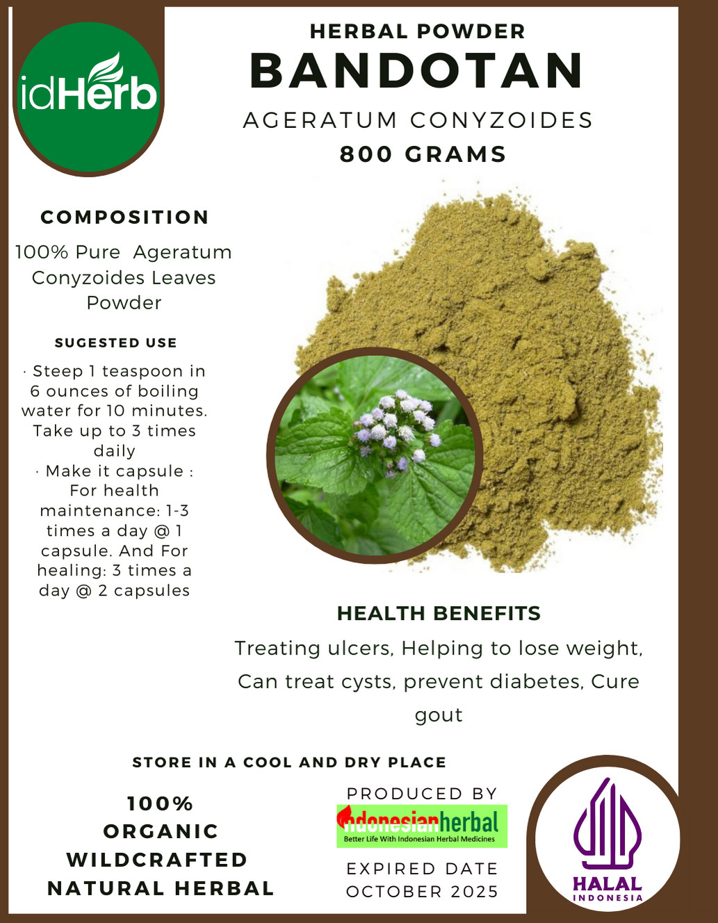 [idHerb] Herbal POWDER Ageratum Conyzoides Bandotan Natural Organic