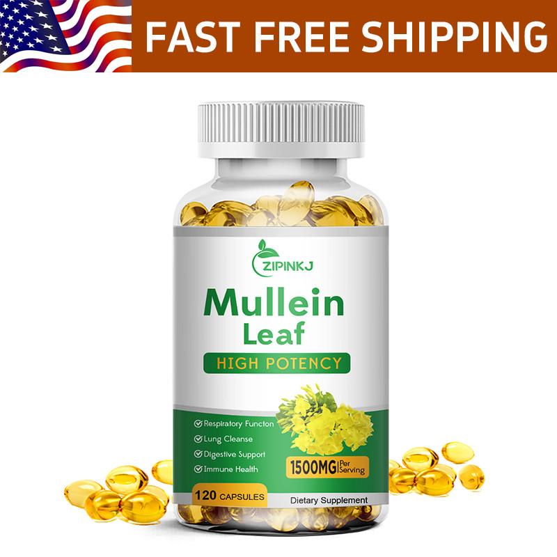 Mullein Leaf 120 Capsules For Lung Cleansing & Detox Herbal Dietary Supplement
