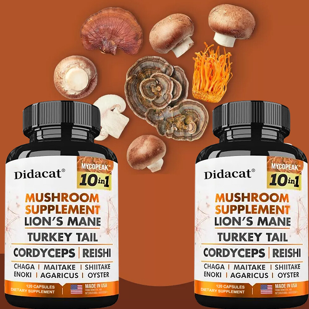Mushroom 11500mg Capsules-10 in 1 Blend-Nootropic Complex – Brain, Energy, Focus