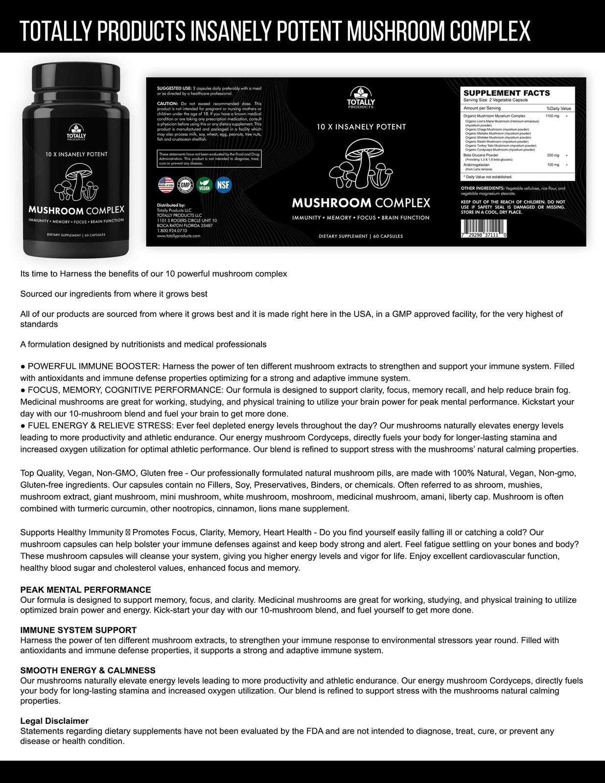 Mushroom Immune Support Brain Function and Calcium Pyruvate Weight Management
