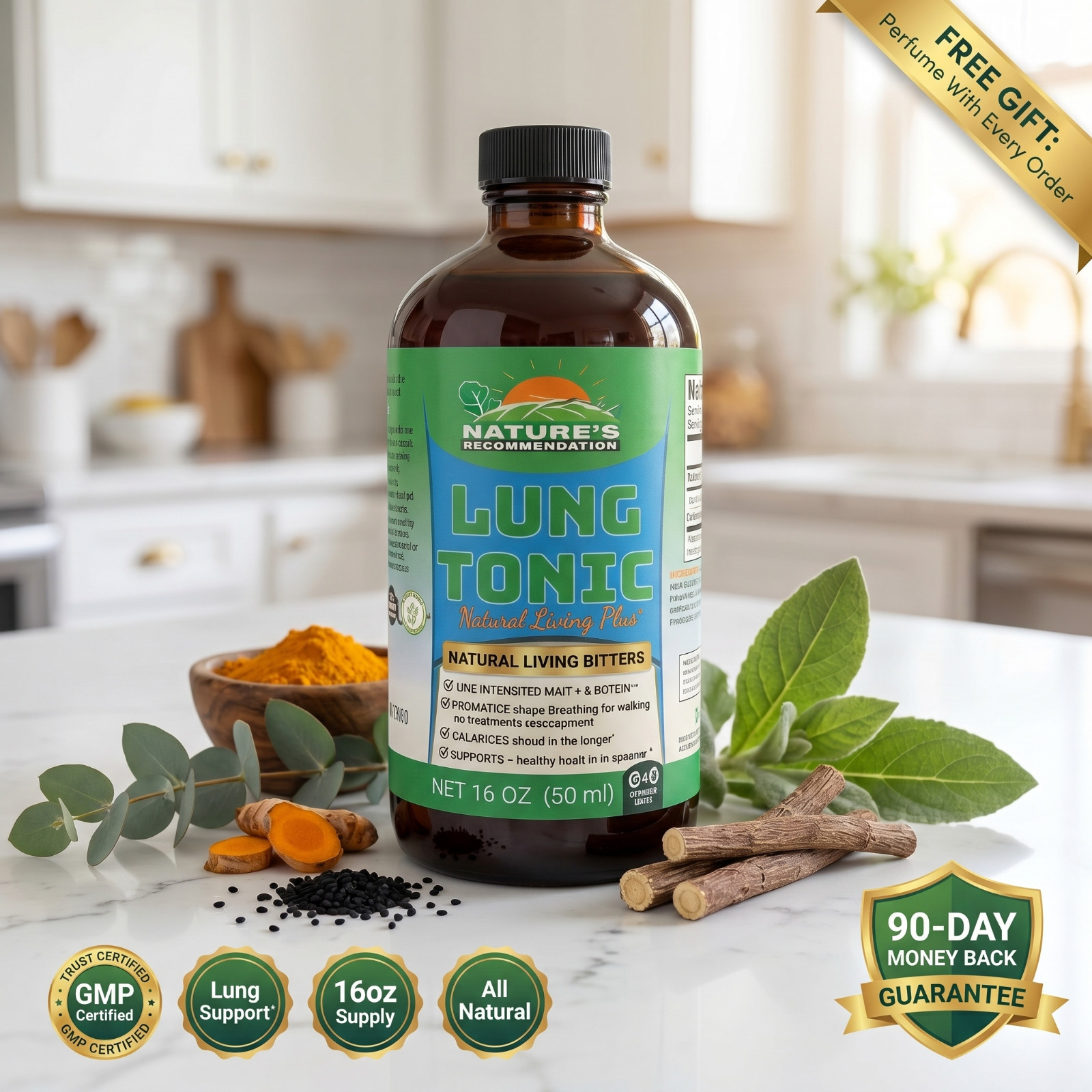 LUNGS BITTERS – Natural Herbal Tonic Respiratory Support Mucus Relief 16oz 2 pc