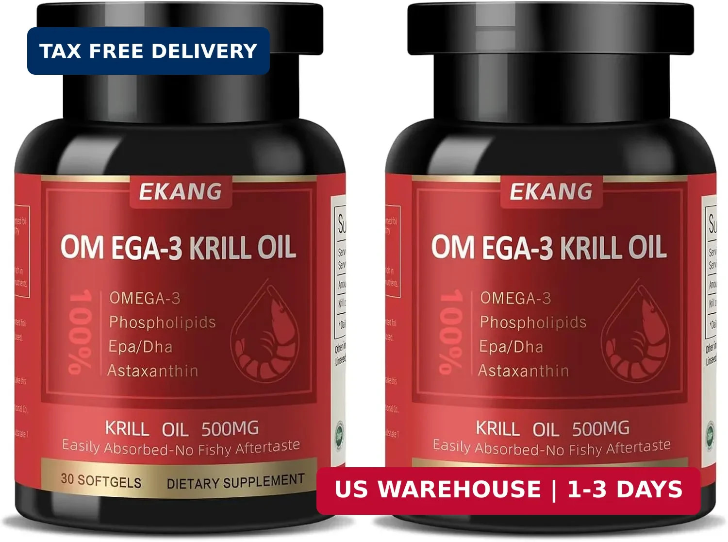 Antarctic Krill Oil – Wild Caught Omega 3 Krill Oil 500 mg with EPA, DHA, Astaxa