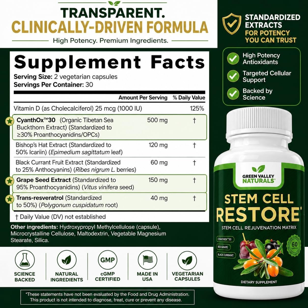 Stem Cell Supplement – Organic Tibetan Sea Buckthorn-Resveratrol, Vitamin D…