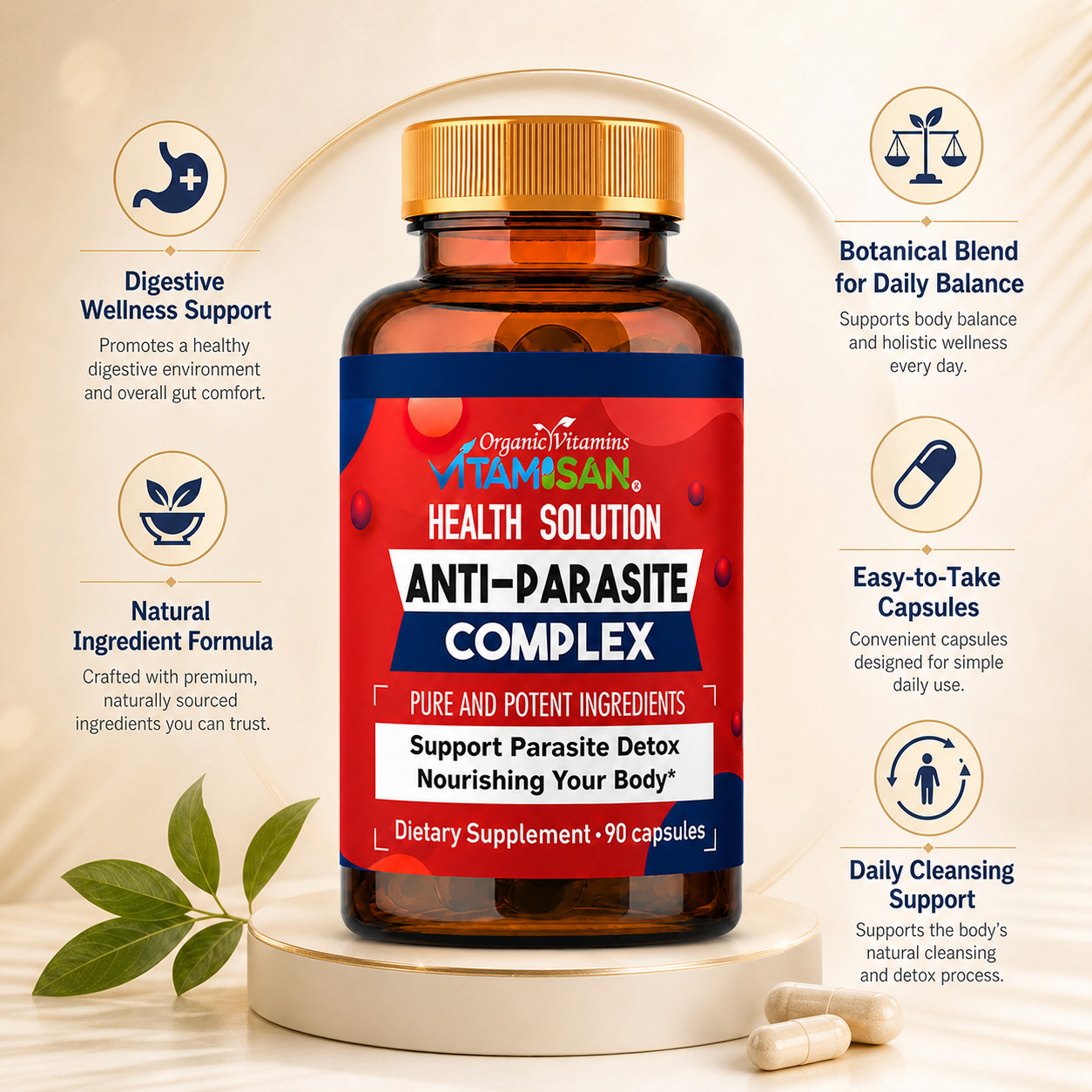 Wormwood Anti Parasite Complex 1500mg support intestinal Health Supplements 90