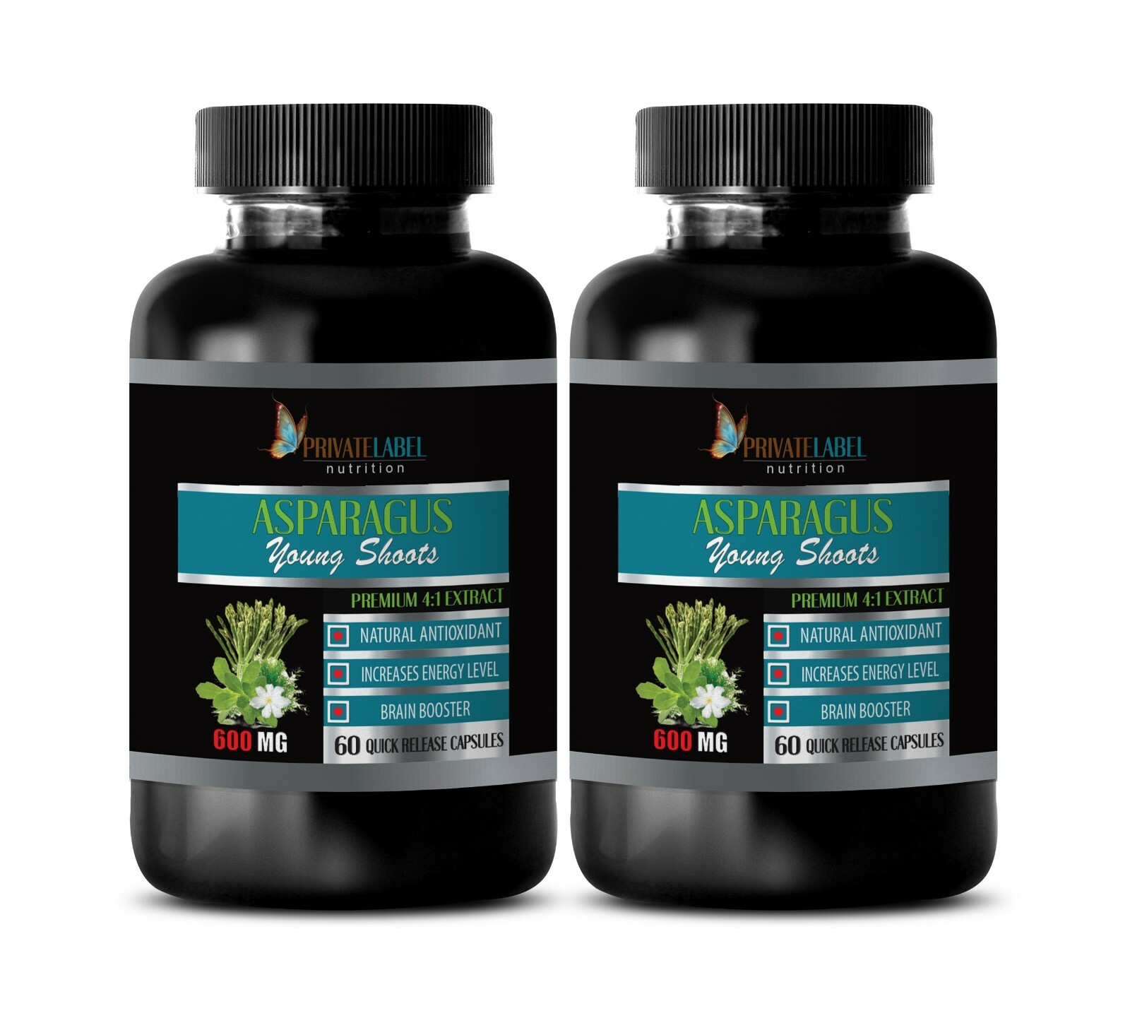 diuretic pills – ASPARAGUS YOUNG SHOOTS 600mg – fiber capsules – 2 Bottles