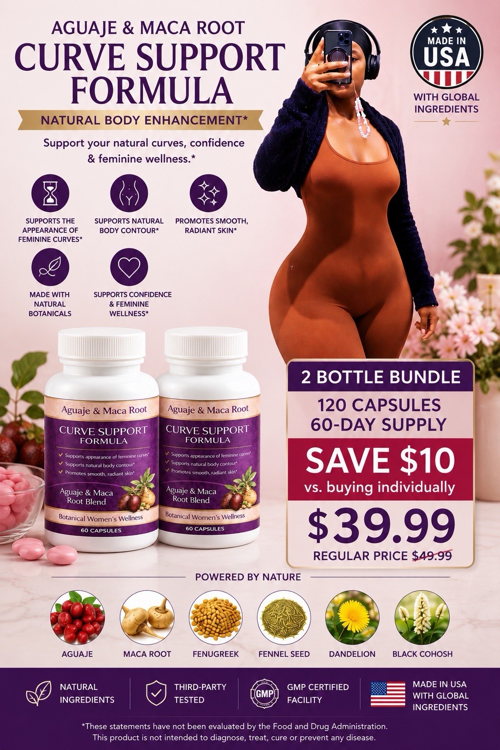 Aguaje & Maca Root – Feminine Curve Support Supplement 7 Days Results Pack Of 2