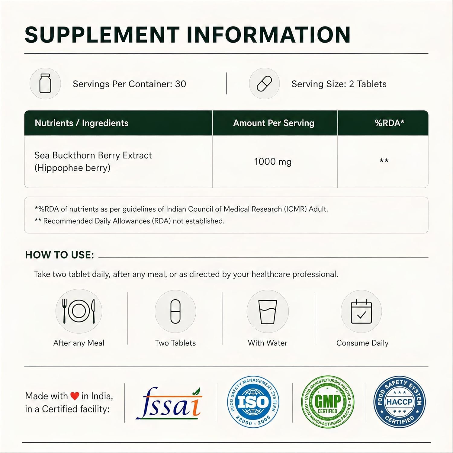 2 Pack Nutrabud Organics Sea Buckthorn Berry Powder 1000mg 120 Veg Tabs Omega 7