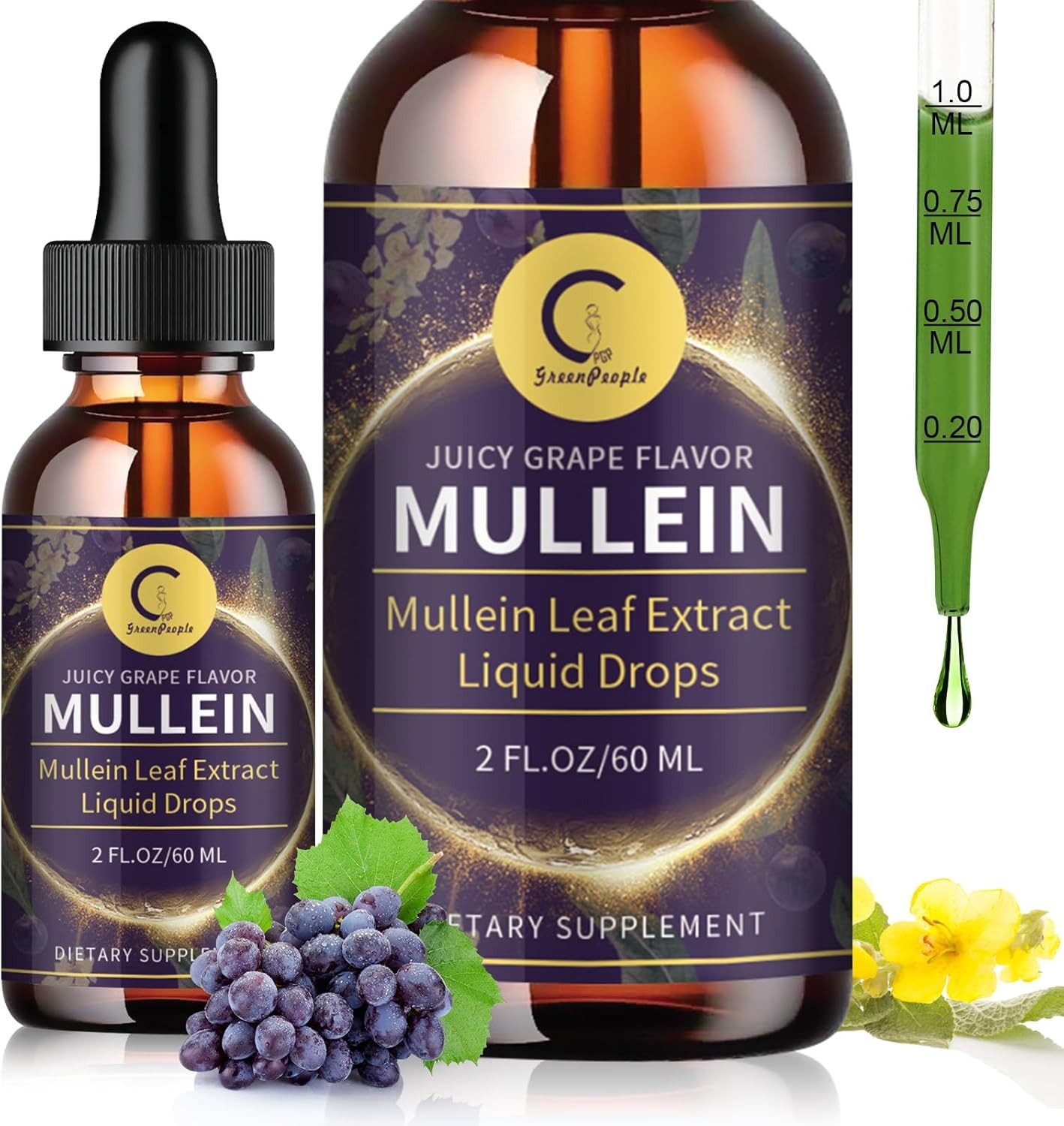 Mullein Drops for Lungs – Mullein Leaf Extract with Chlorophyll for Lung and Res