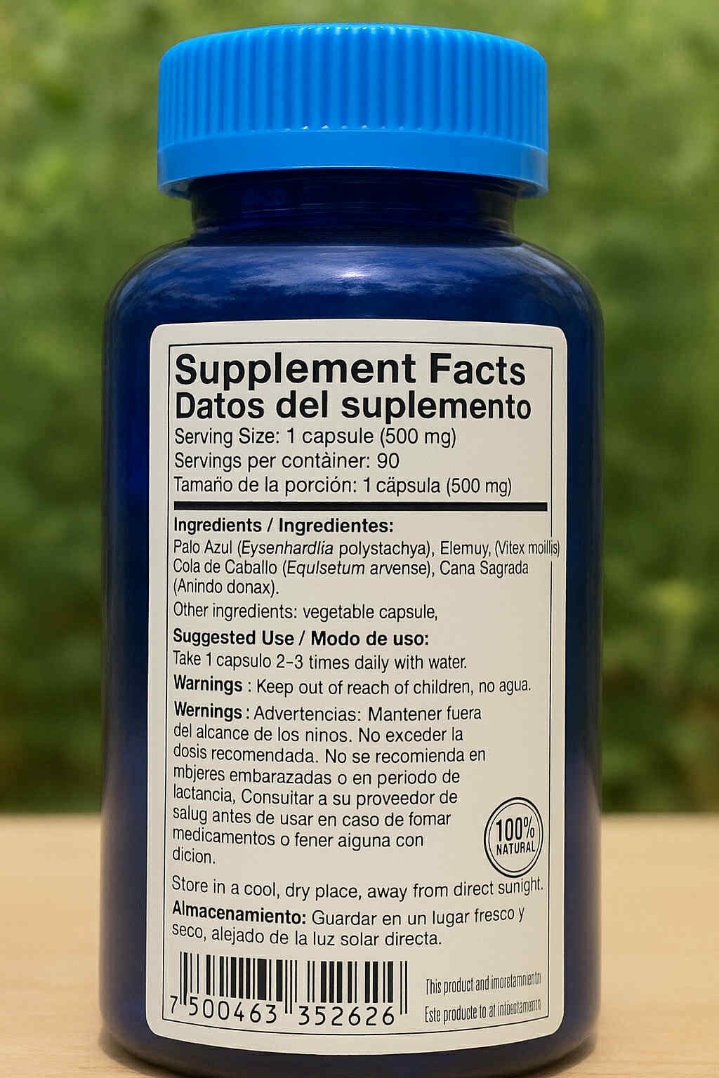 Palo Azul, Elemury, Horsetail & Sacred Cane-Herbal Supplement 90 Capsules 500mg