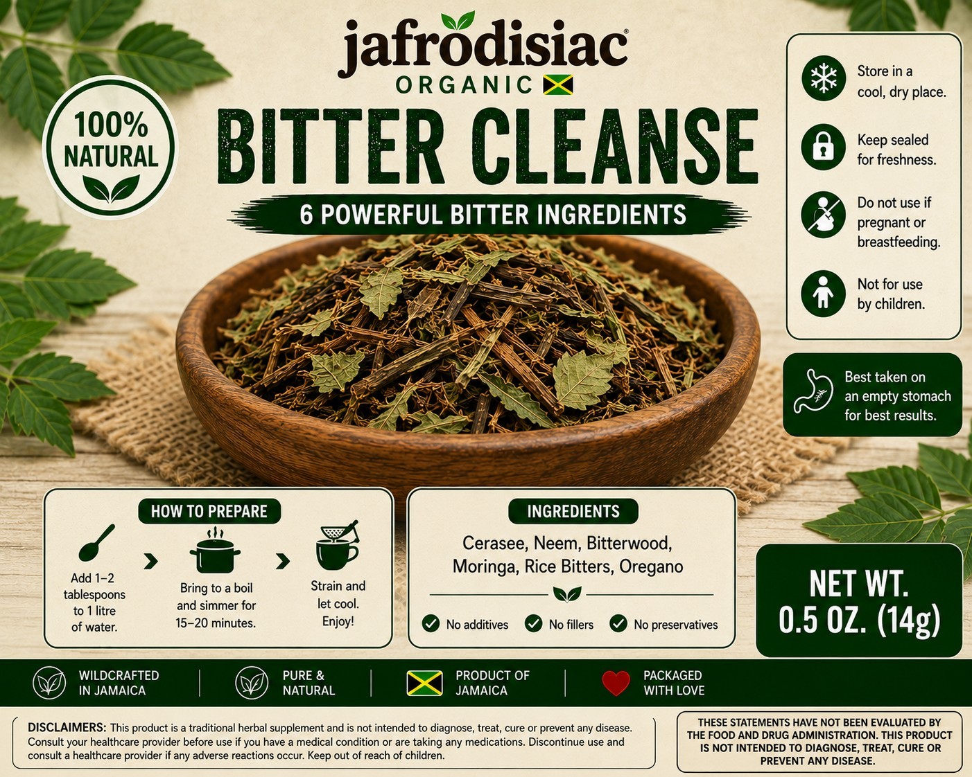 Jafrodisiac Original Jamaican Bitters Cleanse Combo – Herbal Detox Blend 2.4 oz