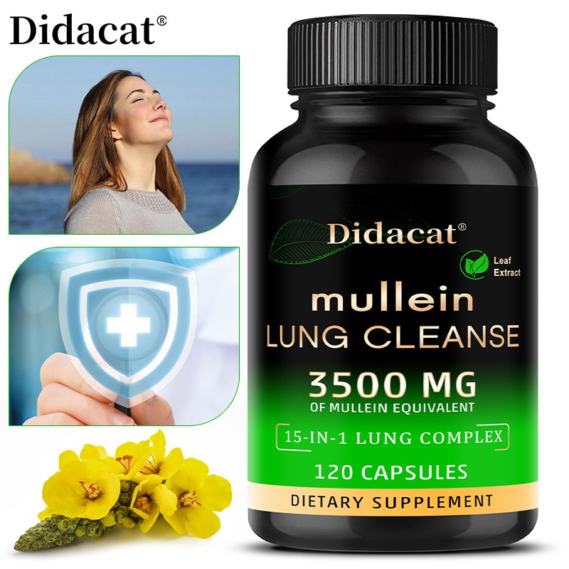 15 In 1 Lung Complex Mullein Extract Supplement Lungs Detox Cleanse 120 CT US